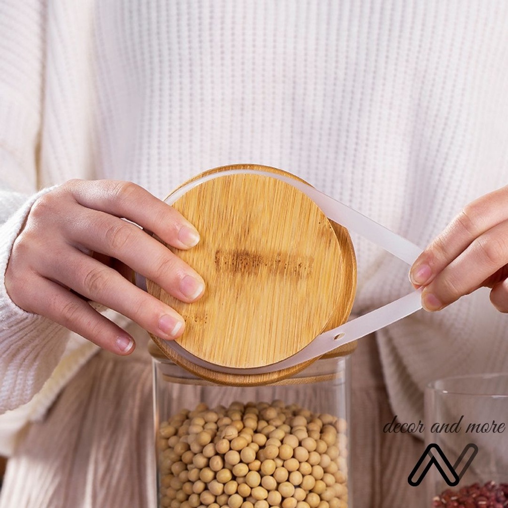 Lọ thủy tinh nắp gỗ, hũ đựng gia vị, thực phẩm khô, đạo cụ chụp ảnh ANDECOR