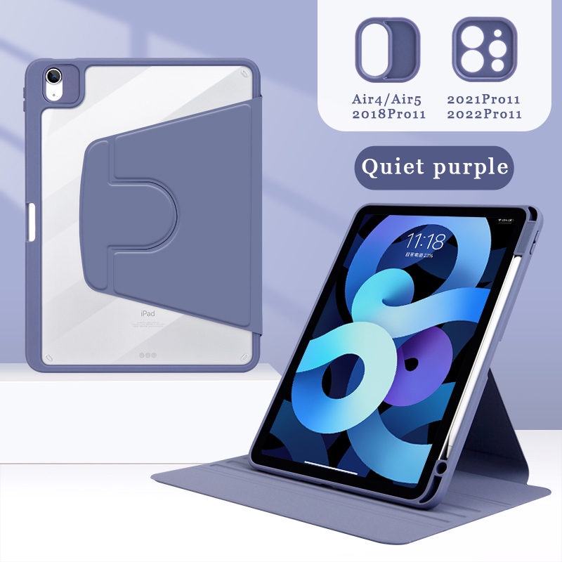 New 360° Ốp Máy Tính Bảng Trong Suốt Dạng Đứng Bảo Vệ Toàn Diện Cho iPad Air5 Air4 8th 7th 6th 10.2 Mini6