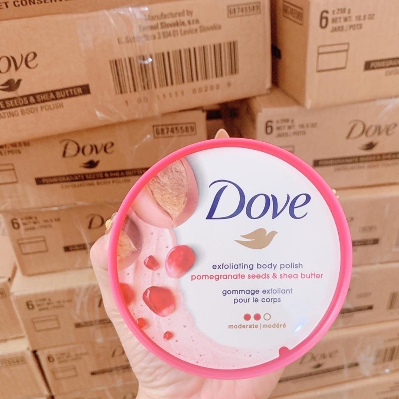 [ Bản Mỹ ] Tẩy Da Chết Toàn Thân DOVE Exfoliating Body Polish 298g Bản Mỹ Lựu Đỏ
