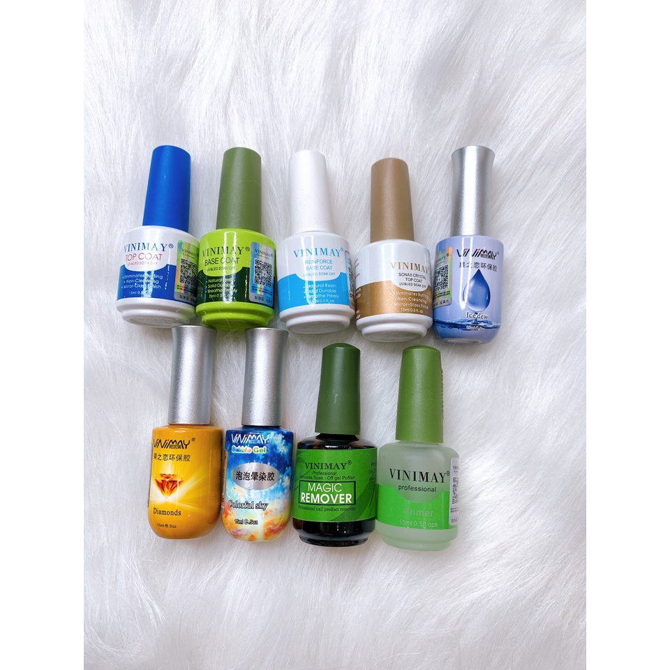 Base Top Vinimay , Top Lì , Loang , Giọt Sương , Kim Cương , Cường Lực, Kiềm Dầu , Phá Gel ,Cứng Móng Trùm Nail Mi