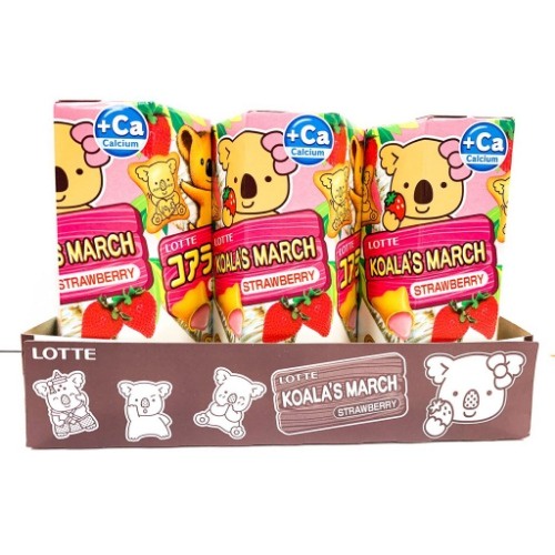 Bánh Gấu Thái Lan Lotte Koala's March Strawberry Nhân Kem Dâu (Lốc 6 hộp)