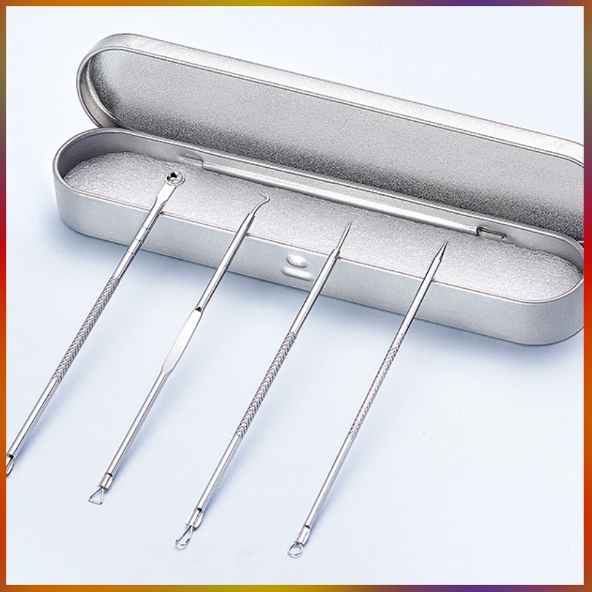 Bộ dụng cụ lấy mụn 2 Đầu Inox Cao cấp của Maycreate (4 món)