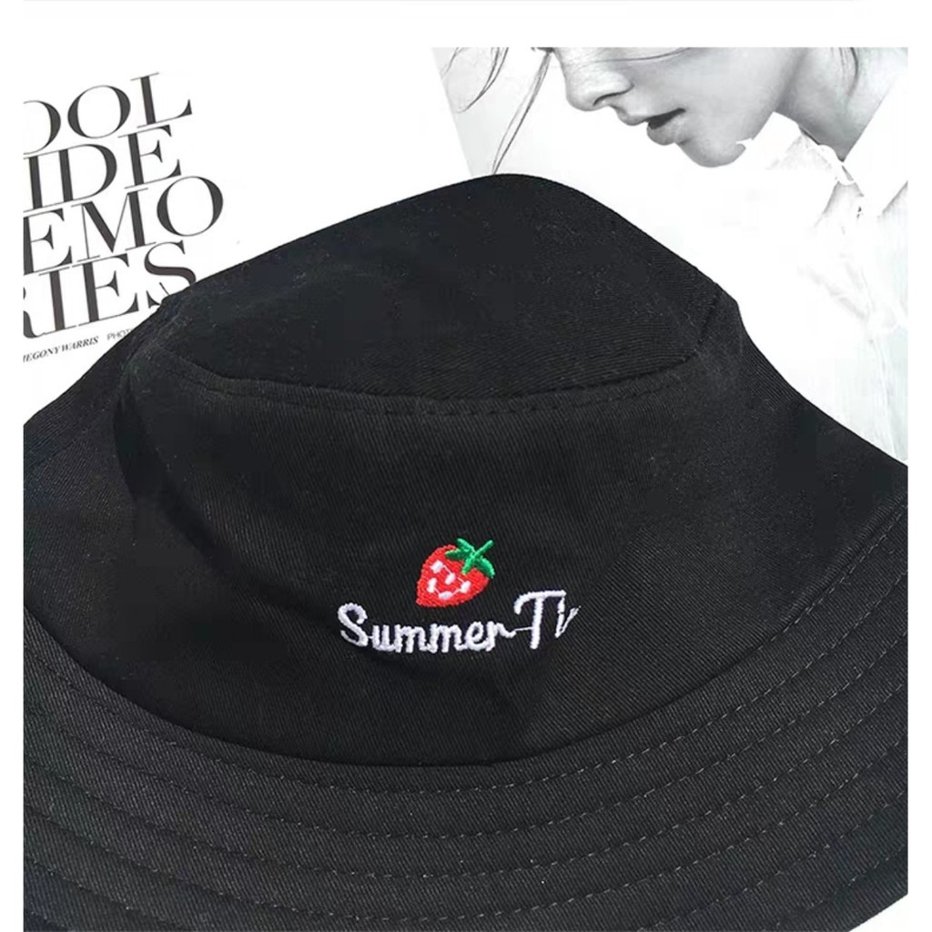 Nón Bucket 2 Mặt Thêu Icon Cute Chất Kaki