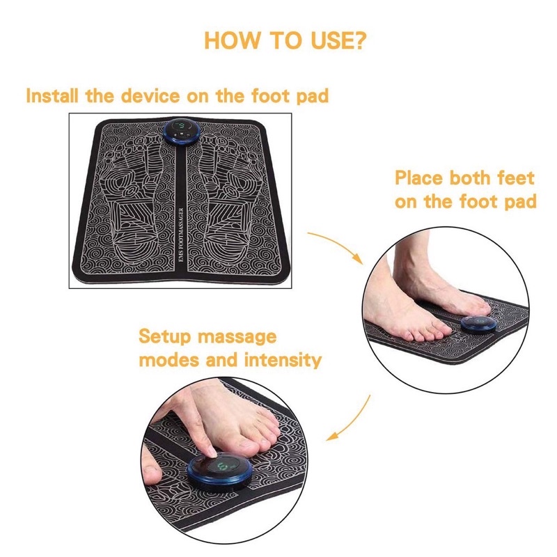 Máy Massage Chân EMS Giúp Lưu Thông Khí Huyết, Thảm massage chân trị liệu đau mỏi bằng xung điện bảo hành 1 đổi 1