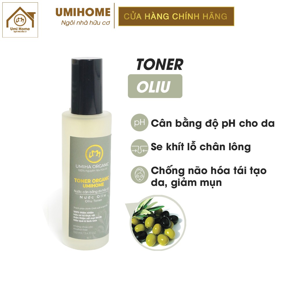 Toner Oliu hữu cơ UMIHOME 50/100ml cân bằng dưỡng ẩm cho da hiệu quả