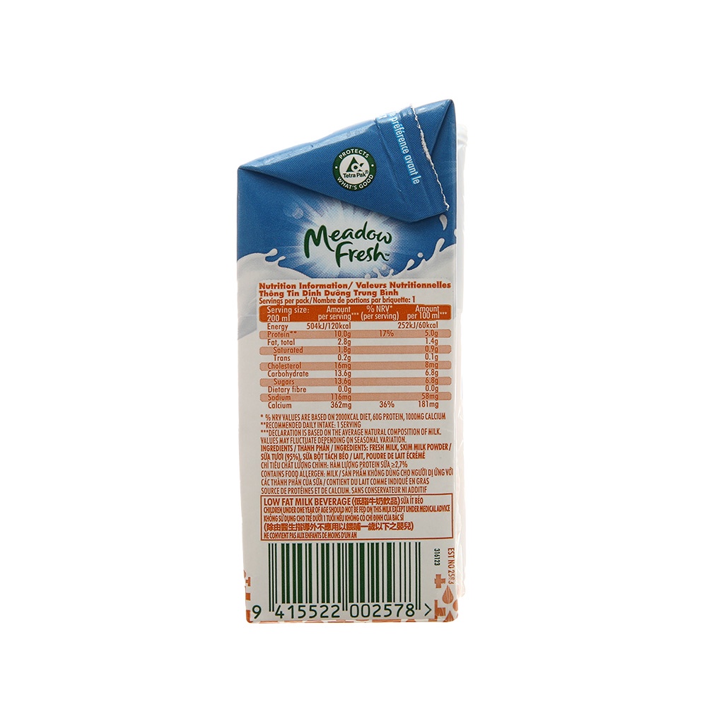 Sữa Tươi Tiệt Trùng MEADOW FRESH CANXI 200ml - Nhập khẩu Úc