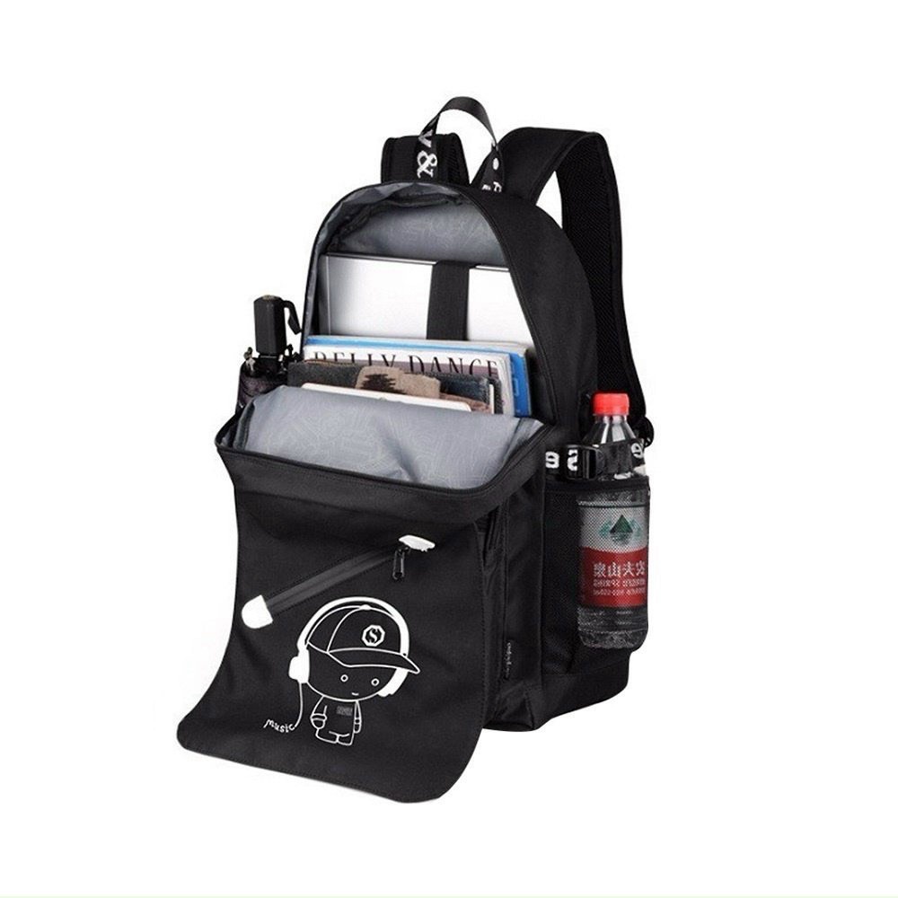 Ba lô in Hình Boy music Và Lufy Đội Nón Thời Trang. Balo đi học hoặc đựng quần áo laptop mã M300