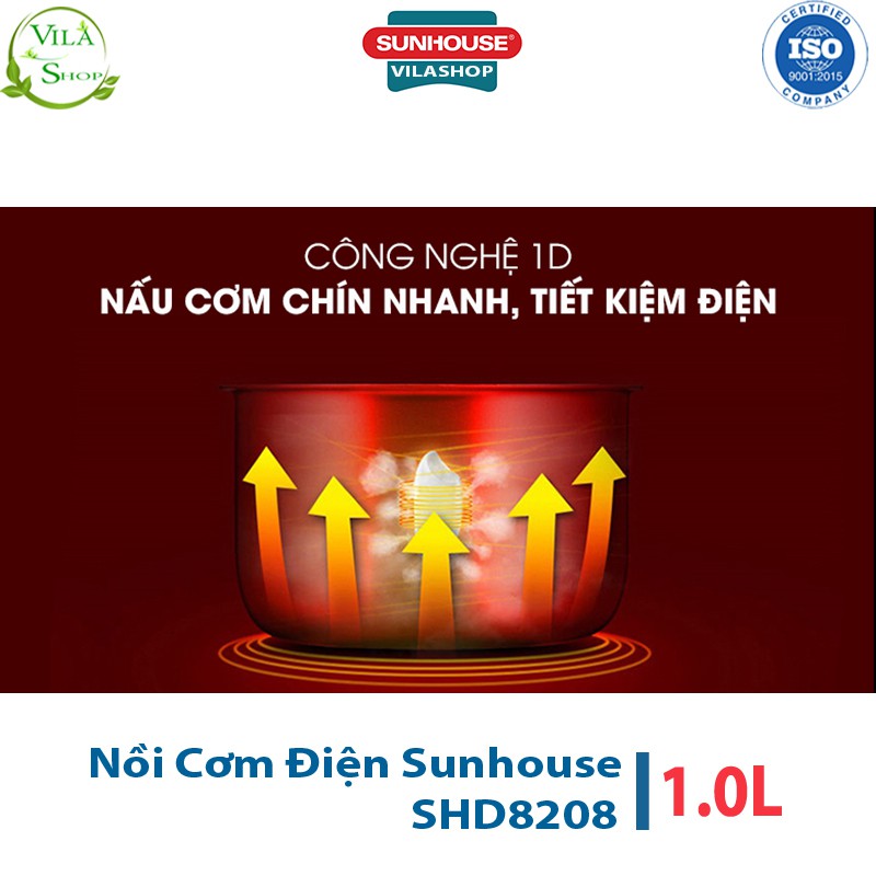 Nồi Cơm Điện, Nồi Cơm Đa Năng Sunhouse SHD8608C 1L - Thiết Kế Đơn Giản Màu Cà Phê Ấn Tượng Đẹp Mắt