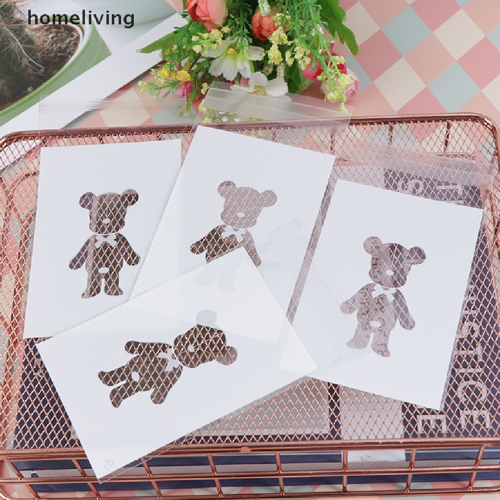 Set 100 Túi Đựng Bánh Kẹo Tự Dính Hình Gấu Dễ Thương