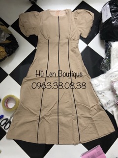 ĐẦM MIDI NUDE TAY PHỒNG (KÈM HÌNH THẬT)