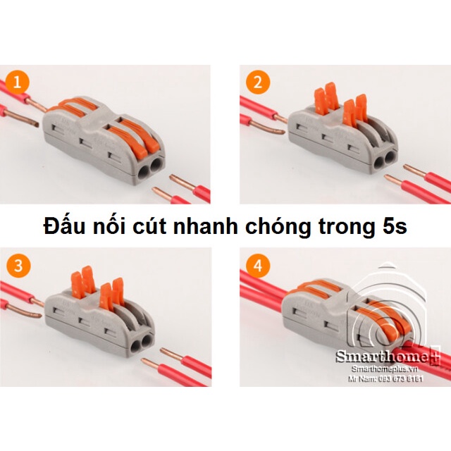 Cút nối nhanh KV774 PCT 2 đầu 1 vào 1 ra chịu tải 32A chống cháy an toàn tiện lợi