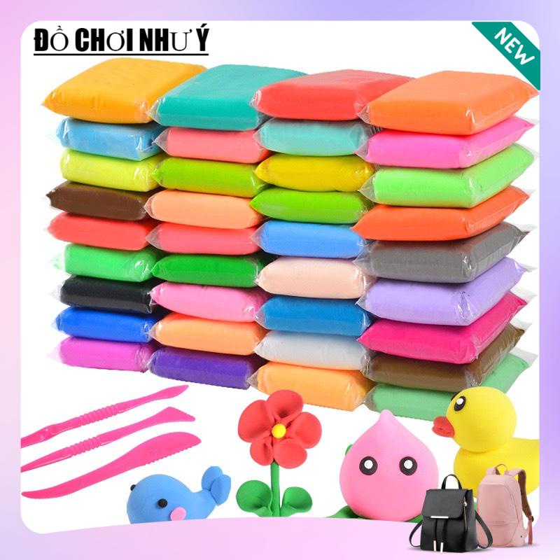 Đất sét nhật tự khô an toàn Lốc 36 màu cao cấp Softclay nặn hình, làm Butter slime kèm bộ cây tạo hình loại 1 hàng đẹp.