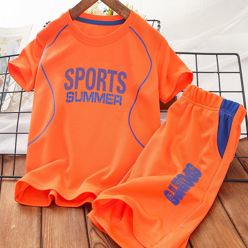 Bộ Đồ Thể Thao Áo Thun Tay Ngắn Phối Lưới Thoáng Khí 90-150cm Thời Trang Cho Bé