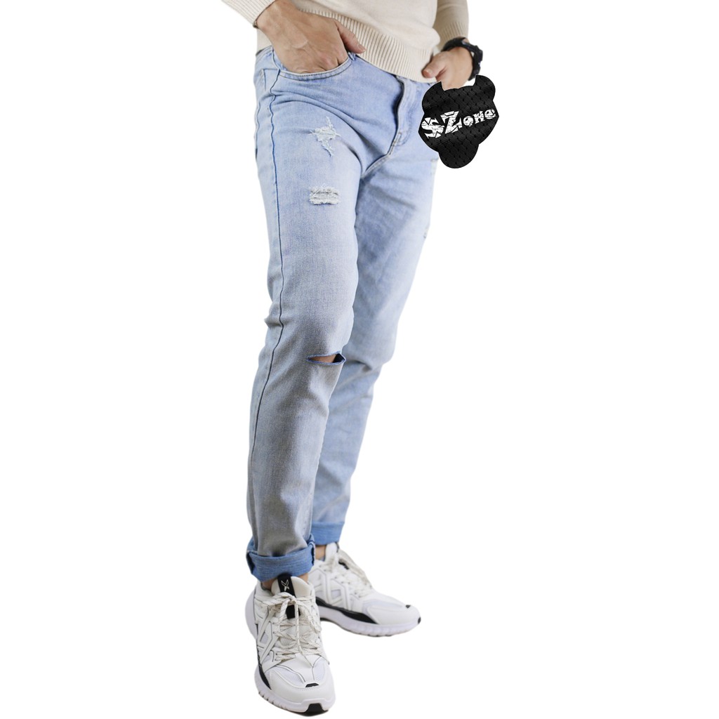 Quần Jeans Nam Rách Gối Dáng Skinny SZone SQB601