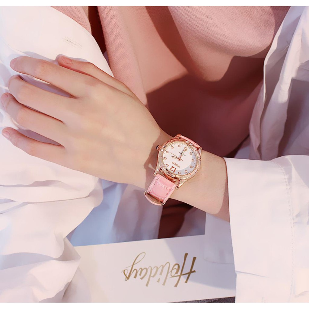[Mã FAMAYFA2 giảm 10K đơn 50K] DHD222 ĐỒNG HỒ NỮ DÂY DA VISER Q9 MẶT ĐÍNH NGỌC CỰC ĐẸP THỜI TRANG | BigBuy360 - bigbuy360.vn