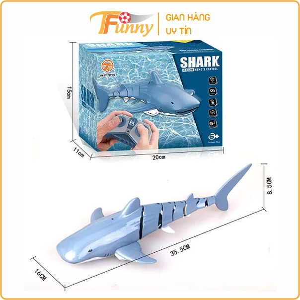 Đồ Chơi Cá Mập Baby Shark Điều Khiển Từ Xa Cho Bé, Pin Sạc, Cỡ To 36cm