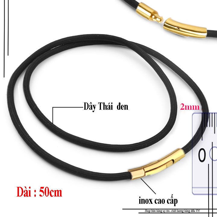 Dây chuyền nữ dù thái cao cấp màu đen 2mm khóa titan mạ vàng sang trọng đem lại vẻ đẹp cá tính cho người đeo