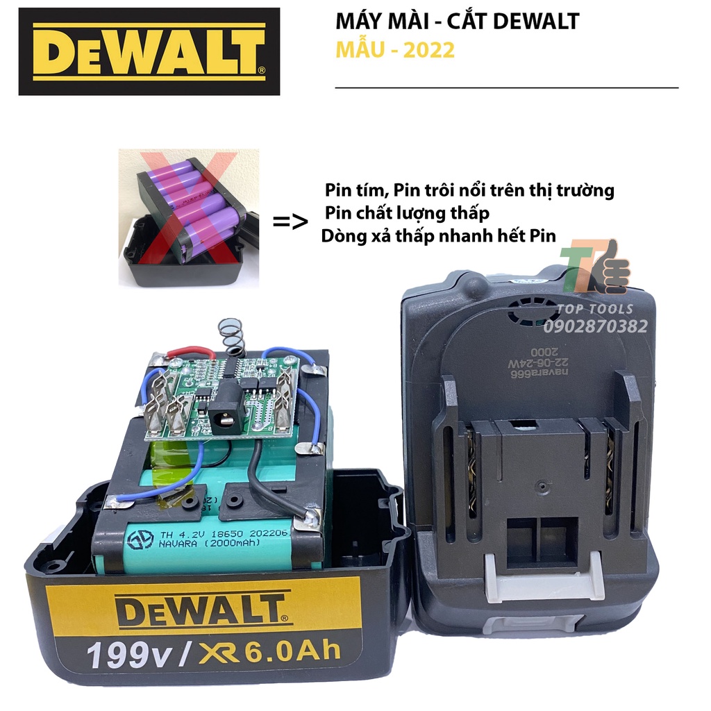 Máy mài pin, Máy cắt Pin sử dụng chân pin thông dụng, lưỡi cắt phổ thông 100mm, Pin10cell ,Động cơ không chổi than