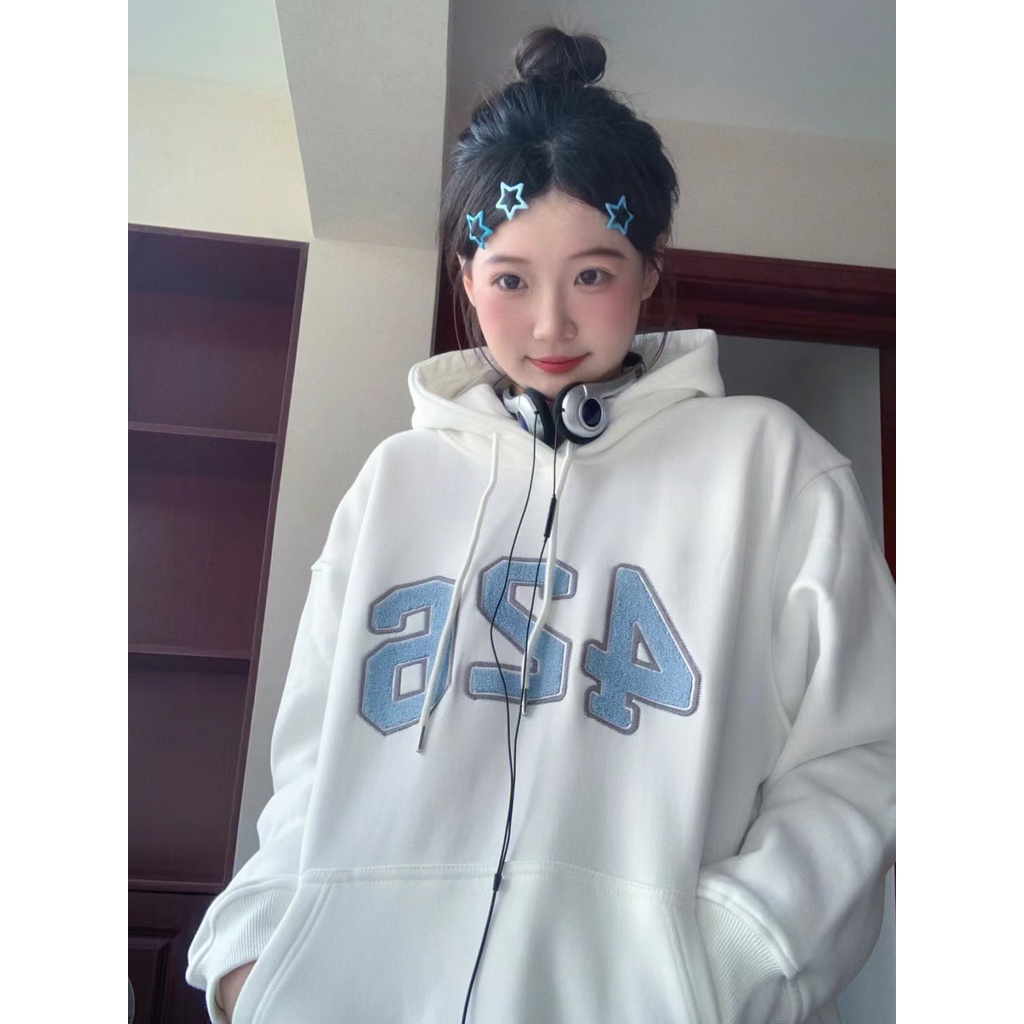 NRVP Áo Hoodie Tay Dài Oversize In Họa Tiết Phong Cách Hàn Quốc Kiểu Mới Cho Nam / Nữ
