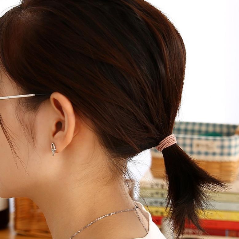 Túi 100 Chun Buộc Tóc Nhiều Màu - 100 Thun Cột Tóc Trơn Kèm Túi Đựng Khóa Zip