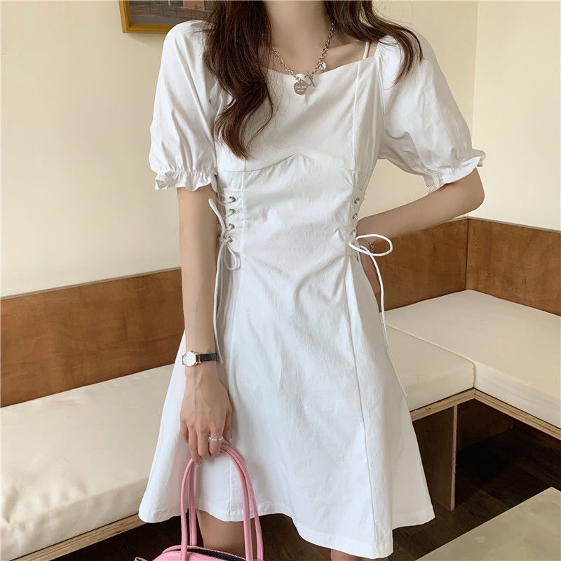 Đầm Tay Phồng Màu Trắng Thiết Kế Cao Cấp Phong Cách Pháp Cổ Điển Thời Trang Mùa Hè Hàng Mới