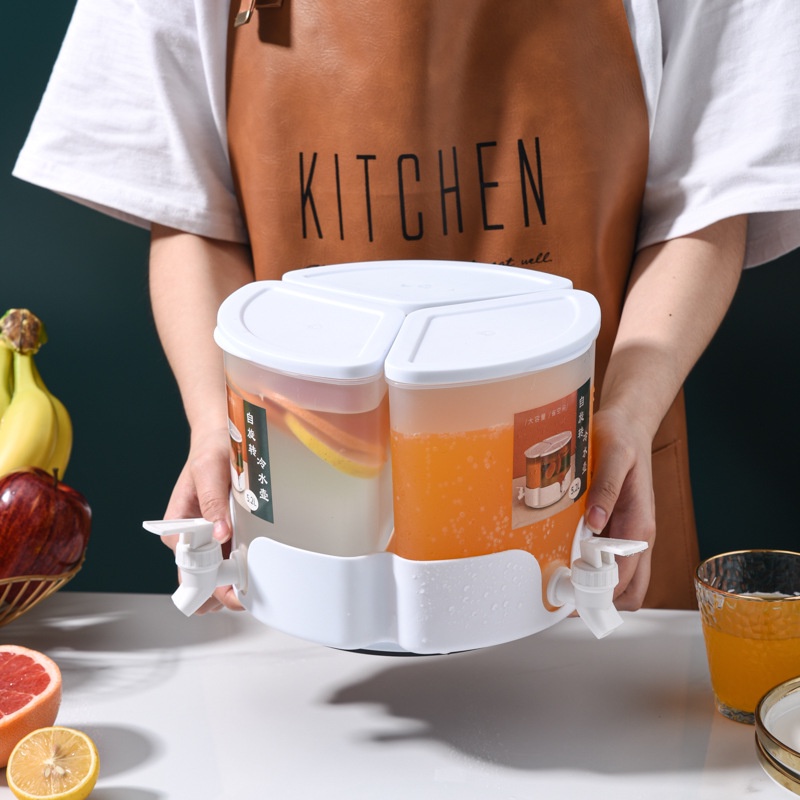Bình đựng nước có vòi - Bình nước nhựa chia 3 ngăn dung tích 5.2L đế xoay tiện lợi (B52)