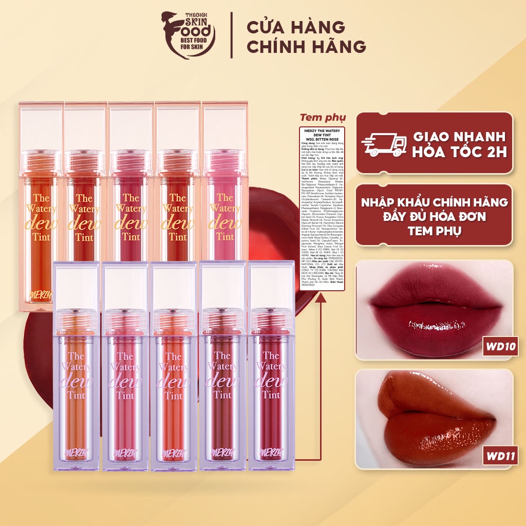 NEW Son Tint Lì, Lâu Trôi Cho Đôi Môi Ẩm Mịn Merzy The Watery Dew Tint 4g