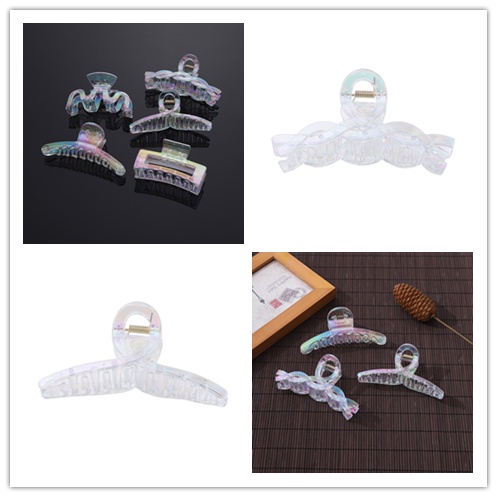 Kẹp Tóc Càng Cua Bằng Nhựa Resin Màu Laser Phong Cách Hàn Quốc Dành Cho Nữ