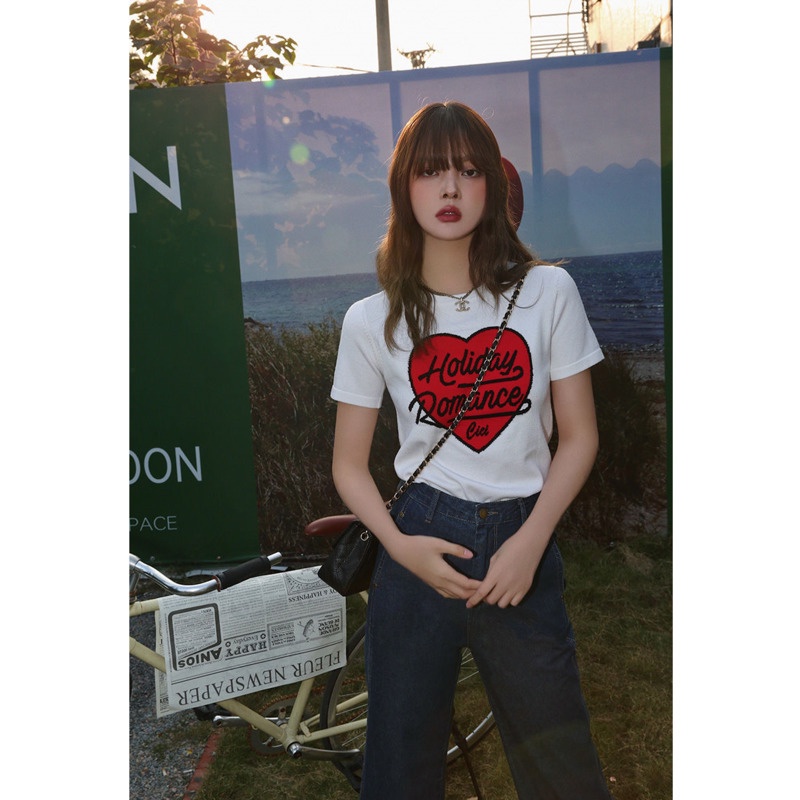 Áo Thun Dệt Kim Tay Ngắn Ôm Dáng Cổ Điển Thời Trang Mùa Xuân Mới Cho Nữ