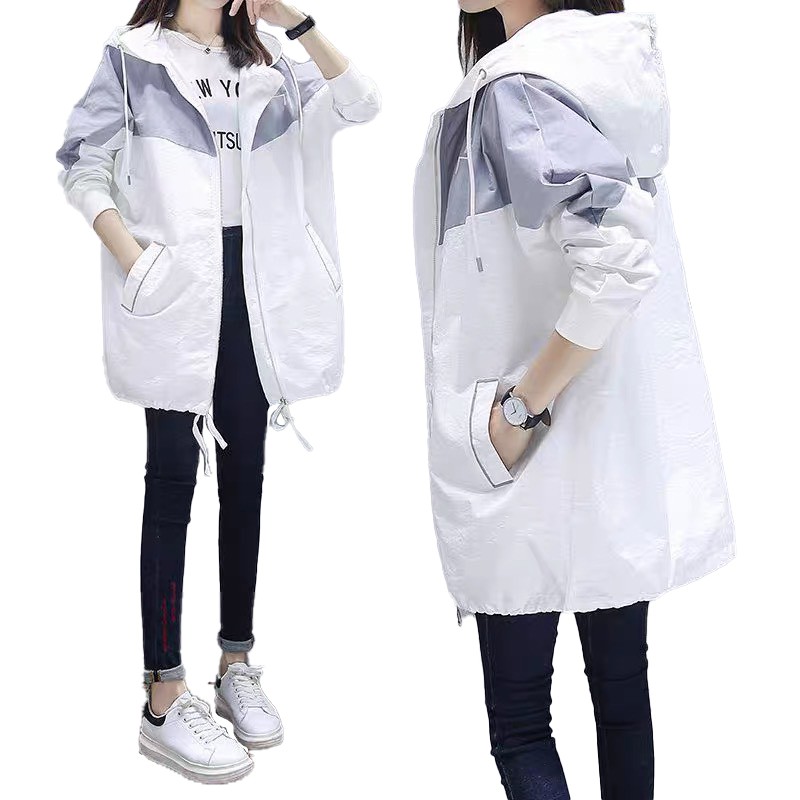 Áo khoác chống nắng nữ AES form dài vải dù phối 2 màu