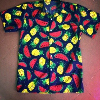 Áo hoa quả dưa dứa cho nam và nữ đỉ size M.L chất thô đay dặn mặc đi biển đi chơi nhóm thì tuyệt