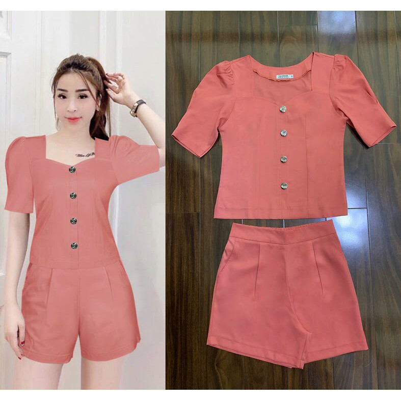 Bộ Quần Áo Nữ 🌸FREESHIP🌸  Set nguyên bộ quần short áo tay phồng xinh xắn J1115 | BigBuy360 - bigbuy360.vn