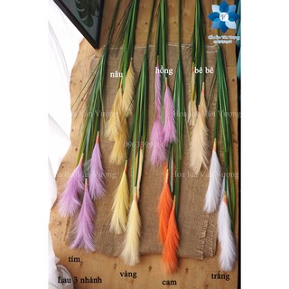 Hoa Giả 🌺 Cành Lau Lụa 3 Nhánh Dài