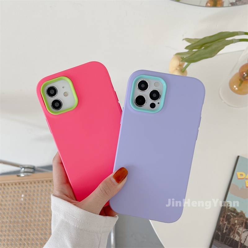 Ốp điện thoại silicon dẻo và PC màu trơn thời trang thích hợp cho IPHONE 13 11 12 PRO MAX XS X XR 7 8 PLUS MINI SE2020