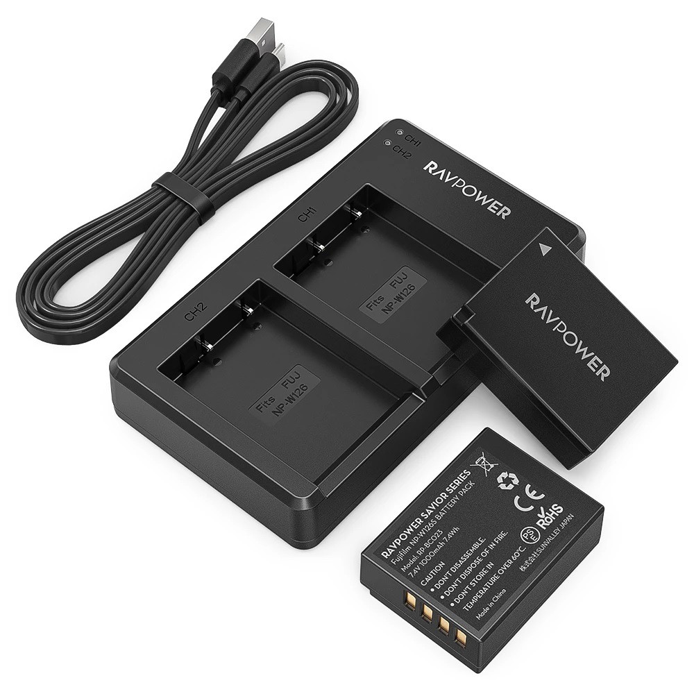 BỘ 2 PIN VÀ SẠC KÉP RAVPOWER FOR FUJIFILM NP-W126S X-A X-E X-H X-T X-M X-PRO SERIES