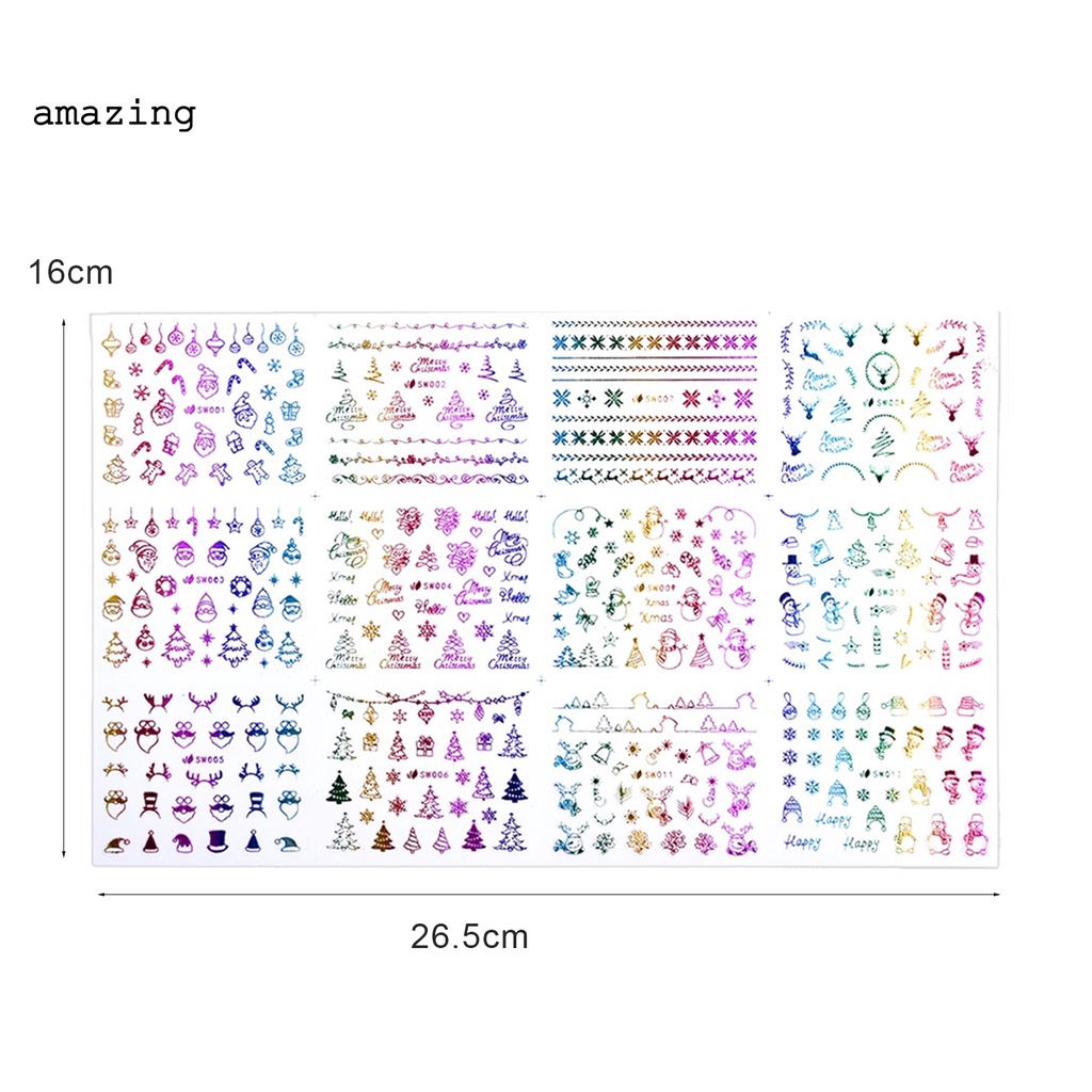 [Hàng mới về] Miếng dán trang trí móng tay nghệ thuật họa tiết bông tuyết Giáng Sinh trọng lượng nhẹ DIY