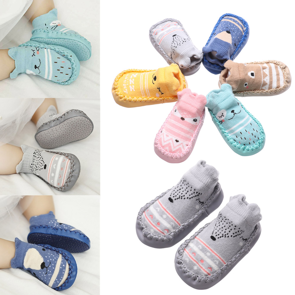 MELODG Newborn Cotton Floor Socks Comfort Infant Crib Shoes Anti Slip Shoes Baby Socks Toddler Indoor Soft Kids Booties/Multicolor