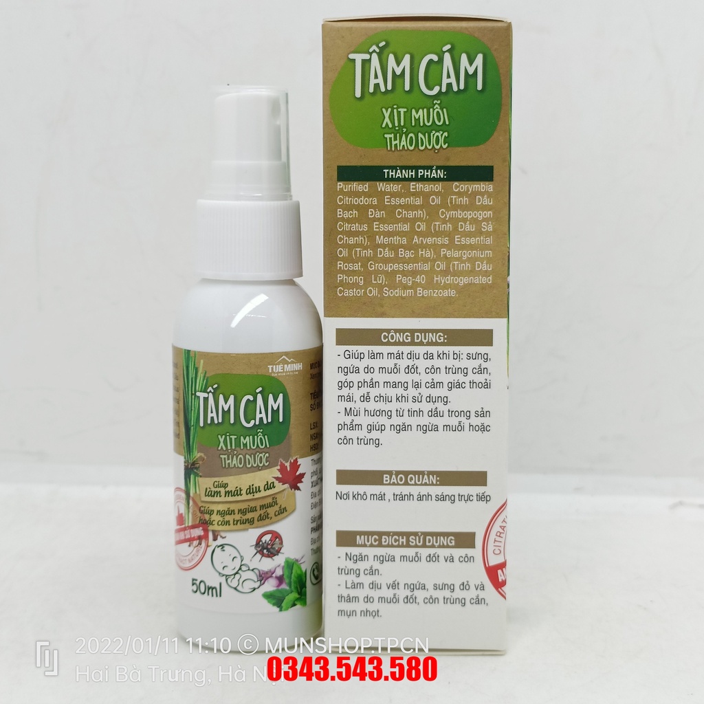 Xịt muỗi thảo dược TẤM CÁM Tuệ Minh chai 50ml