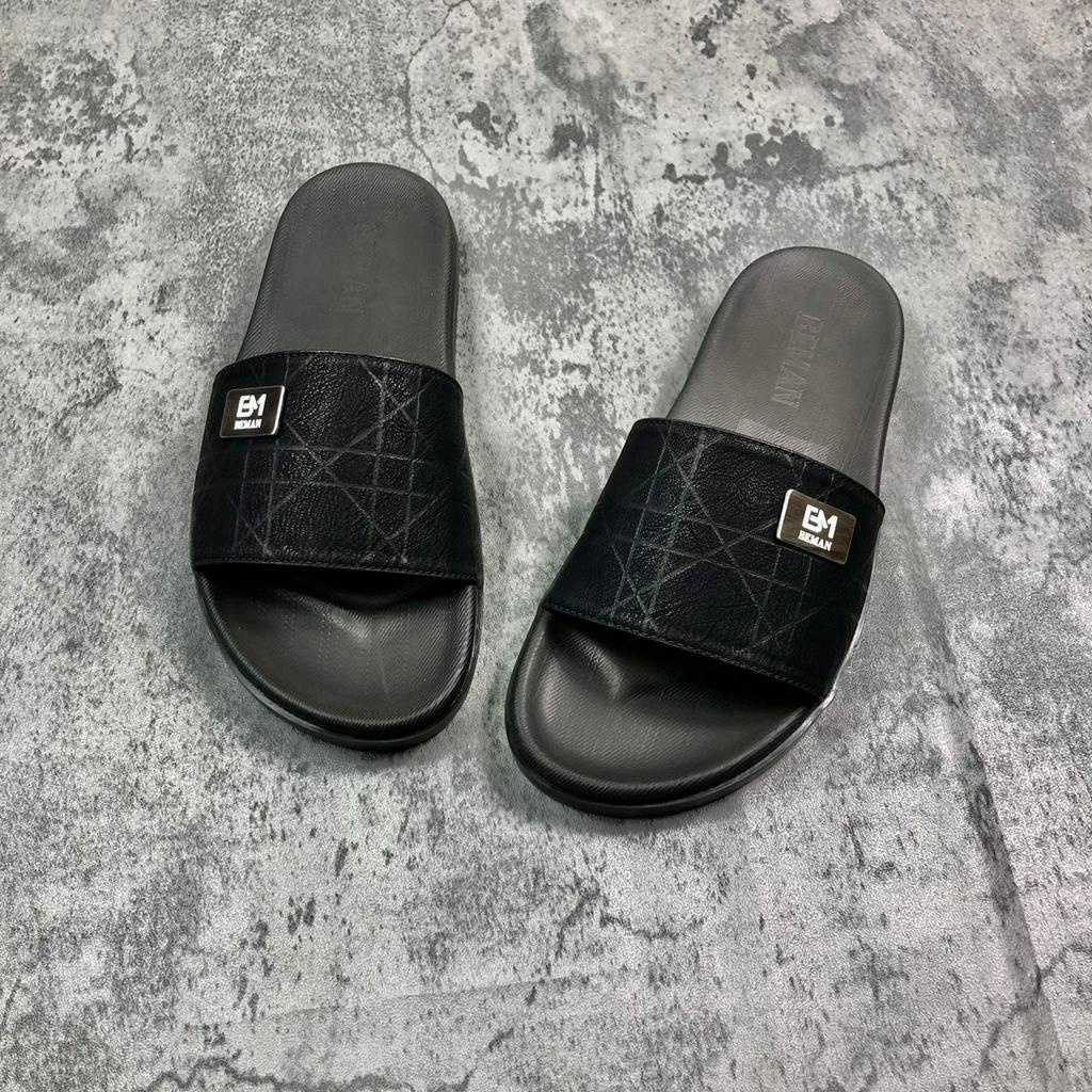 Dép nam quai ngang Beman B2, quai dép da sít nguyên tấm hai lớp cao cấp, đế cao su non nguyên khối 2 lớp