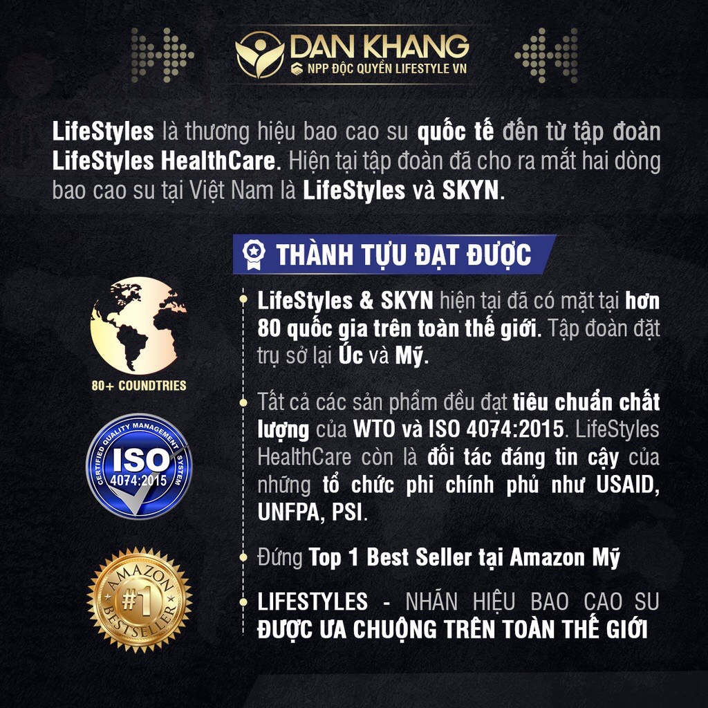 Bao cao su LifeStyles Fantasy có gân ngang ôm sát cao cấp 3 bao