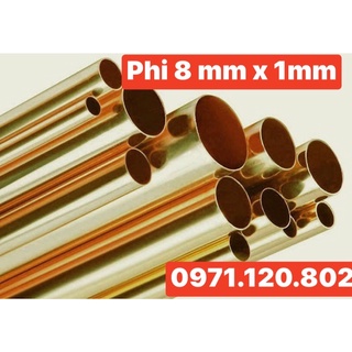 Ống đồng vàng phi 8mm x1mm x 3m ( cắt 3 thanh mỗi thanh dài 1m)