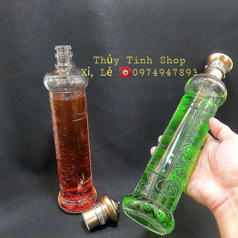Bình ,Chai Đựng Rượu Thủy Tinh Cao Cấp Đẹp 550ml  mẫu nắp nón
