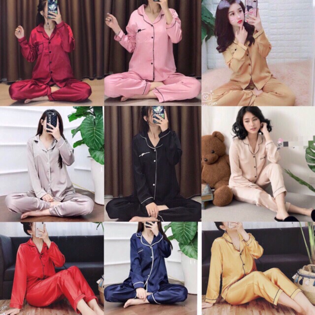 Bộ pizama lụa dài tay