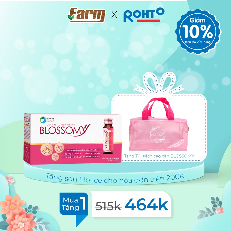 Lốc 10 chai x 50ml Nước Uống Đẹp Da, Cải Thiện Sức Khỏe Blossomy + Tặng Hộp Xếp Blossomy