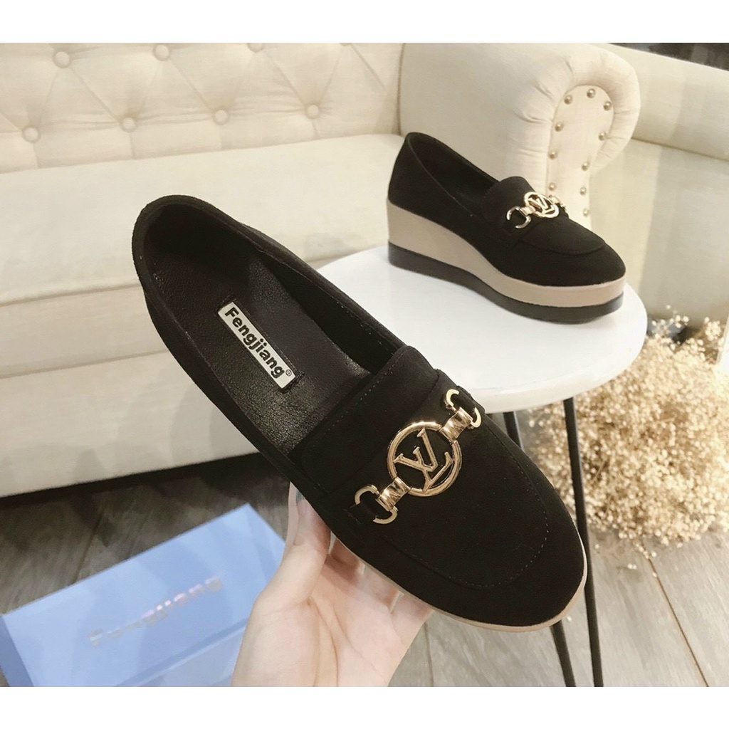 [HÌNH VIDEO THẬT]Giày Lười SP Độn Đế 7p Khoá Vàng Da Mềm Êm đẹp Fullbox