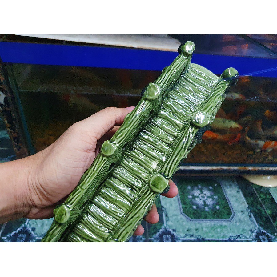CẦU GỖ TRÁNG MEN TRANG TRÍ HỒ CÁ NON BỘ 26x6x9cm