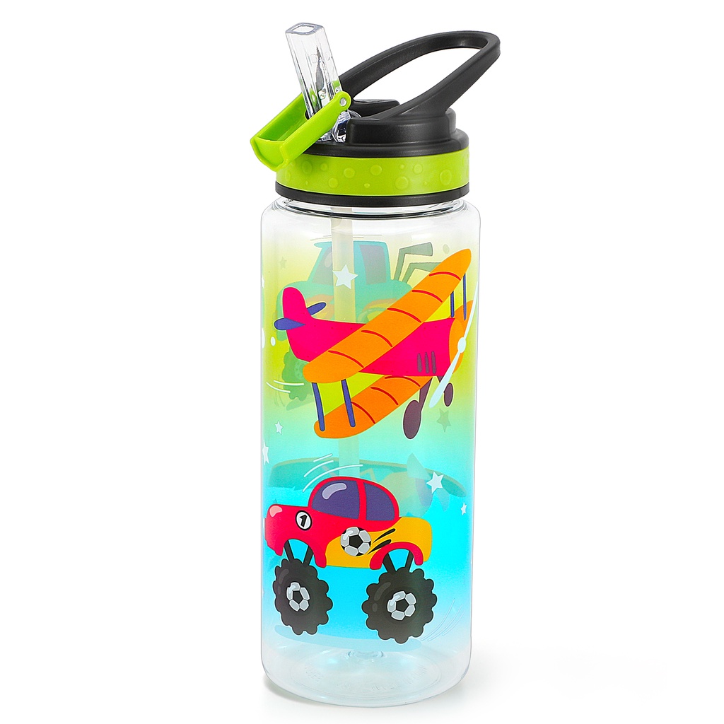 Bình Nước Dễ Thương Có Ống Hút Chống Rò Rỉ 23oz / 680ml Dành Cho Bé Trai Và Bé Gái