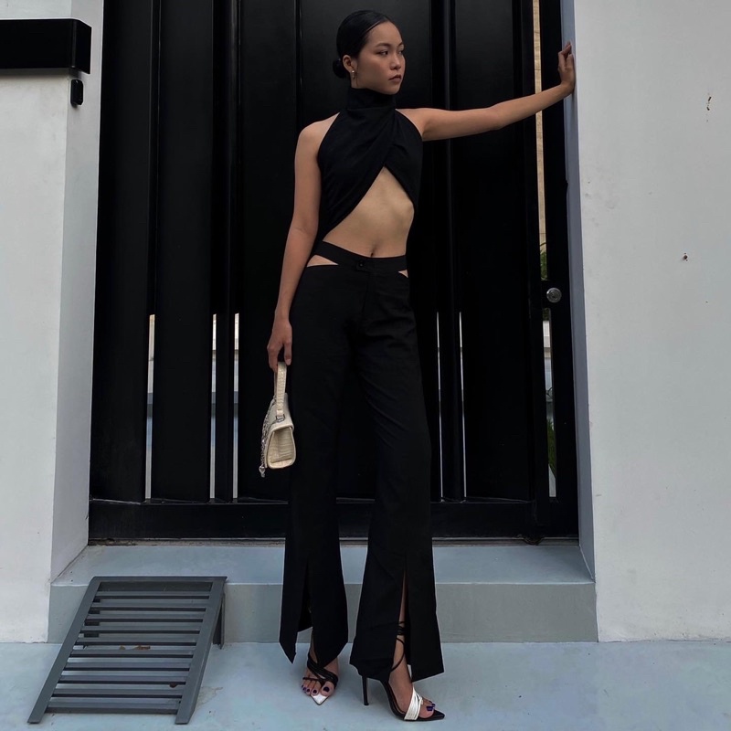 Quần ôm xẻ dáng dài khoét eo-SEXY PANTS