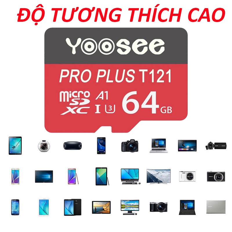 Thẻ nhớ Yoosee 64GB Pro Plus tốc độ cao chuyên cho camera wifi, smartphone - Thẻ nhớ Yoosee cao cấp | Bảo Hành 5 Năm