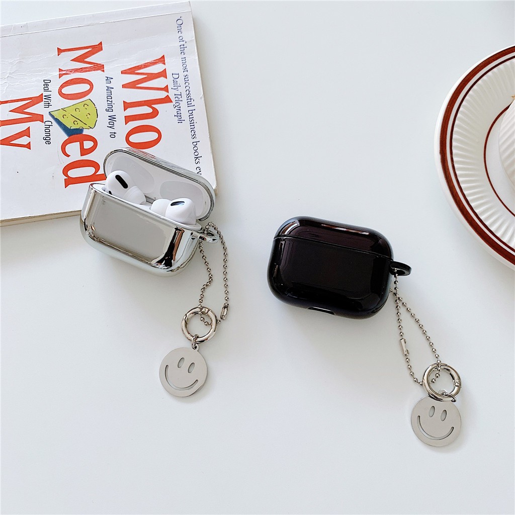 Ốp Bảo Vệ Hộp Sạc Tai Nghe Thích Hợp Cho AirPods Pro 1 2 3 Bằng Silicon Màu Trơn Họa Tiết Mặt Cười Dễ Thương